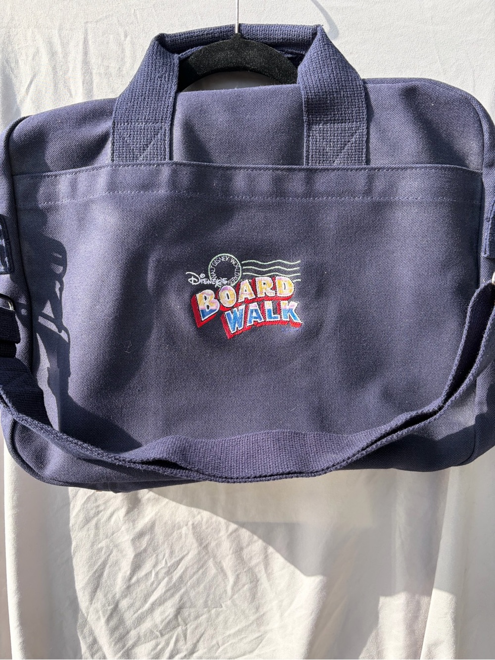 Disney Navy Canvas Laptop Messenger Bag with Colorful Boardwalk Logo